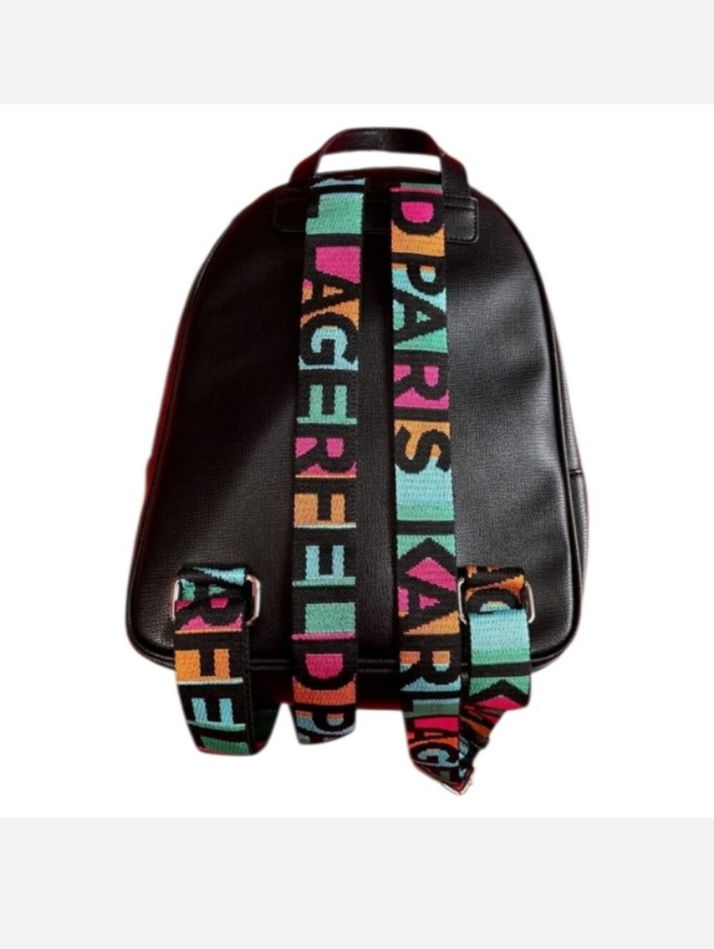 Karl Lagerfeld Black Backpack with Multicolor Logo Straps